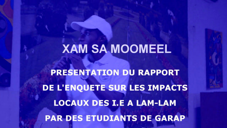 XAM SA MOOMEEL, Présentation du rapport de l’enquête réalisée par le think tank Garap à Lam-Lam